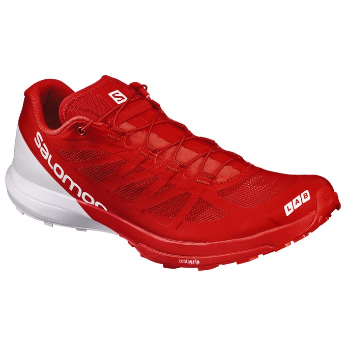 Salomon Singapore Mens Trail Running Shoes - S/LAB SENSE 6 Red/White | 13654-JTZK